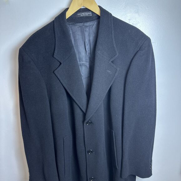 Christian Aujard Single Breasted Cashmere Blend Black 3 Button Overcoat Size 44R - Picture 2 of 16